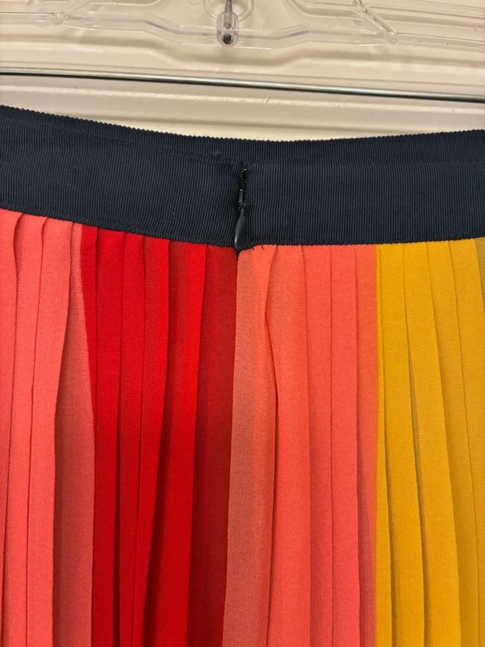 J.CREW Sunburst Pleated Midi in Rainbow Colorblock Stripe A-line Skirt Size 18 - Picture 6 of 9